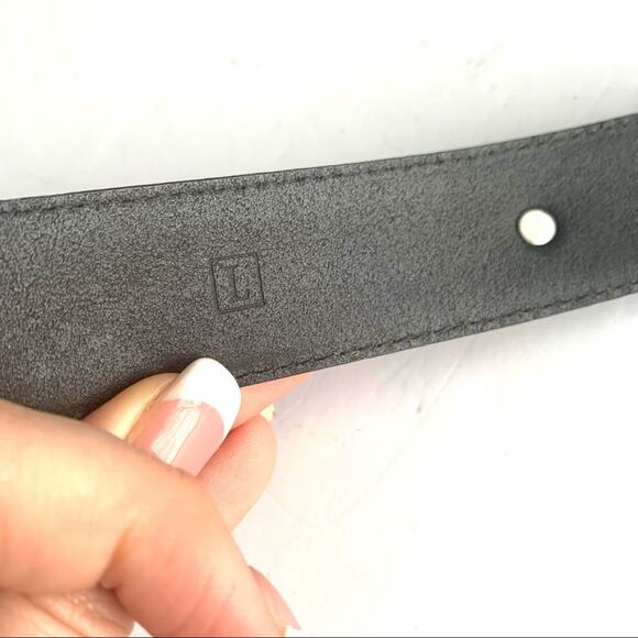 Fossil black leather with boho silver grommets belt - Picture 7 of 13